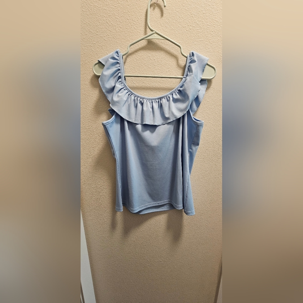 Blue ruffle top